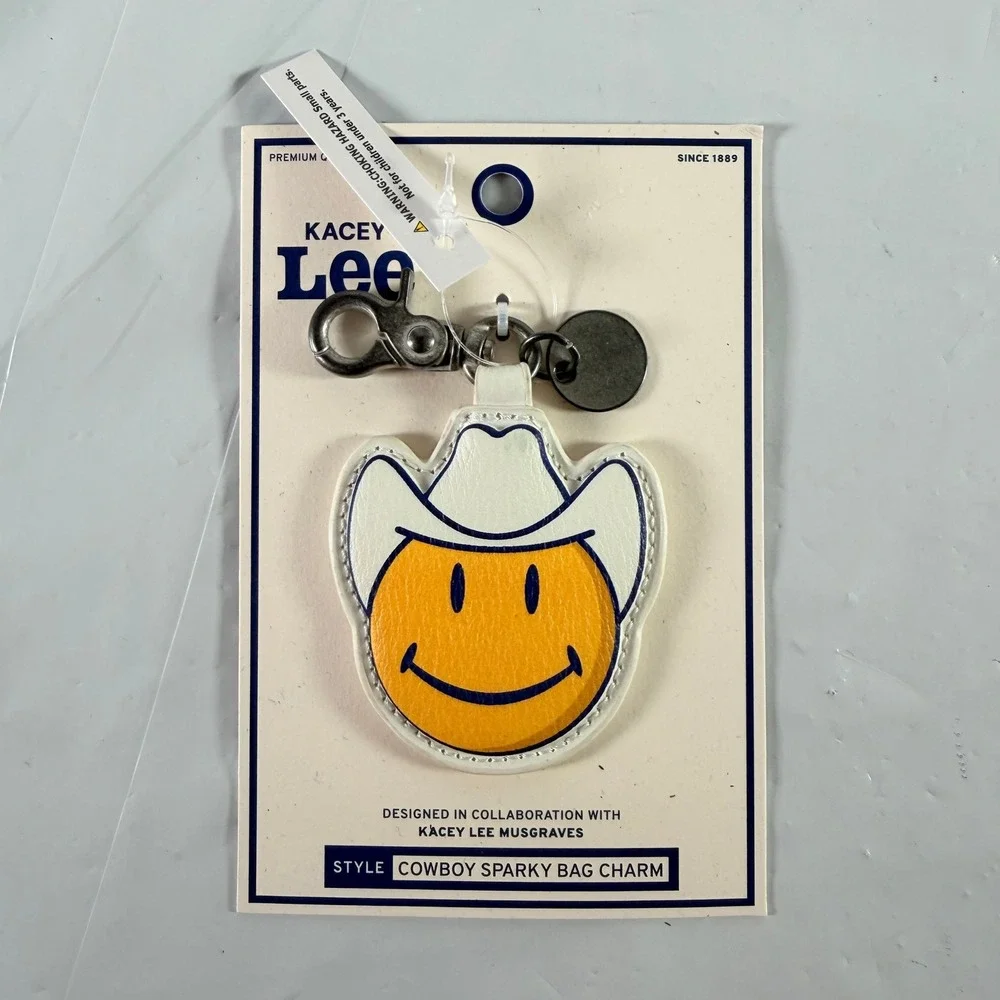 Kacey Musgraves Lee Cowboy Sparky Bag Charm Keychain Smiley Face NWT